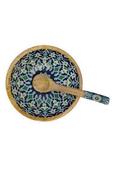 Generic Acewood Wooden Handmade Epoxy Resin Serving Bowl with Spoon (18cm in ...