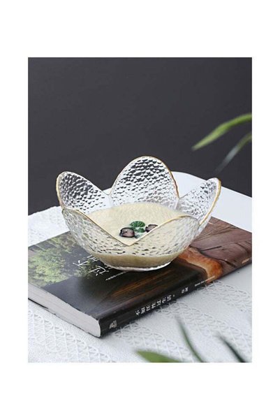 Generic Gold Drawing Glass Plate For Unicorn Lotus Clear 16.5 X 16.5 X 7.5cm