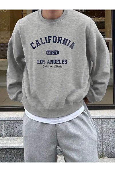 FUFLUNS Калифорния Лос Анджелис Баскили Овърсайз Унисекс Жени/Мъже Велосипедна яка Свитшърт