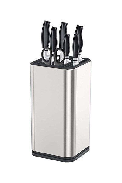 Generic Universal Knife Block Holder Stainless Steel Modern Rectangular Desig...