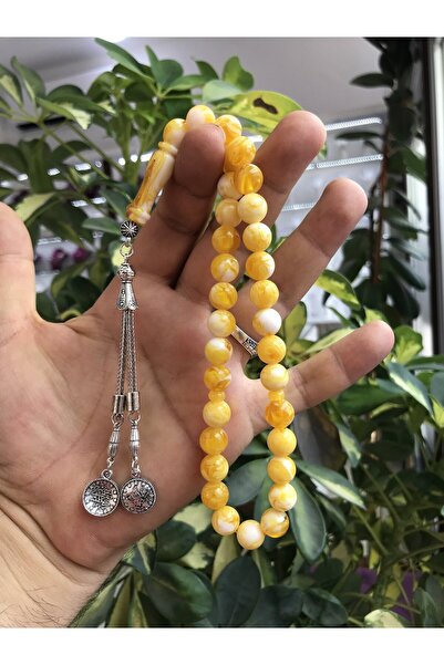Sultan Telkari Sarı Renk Hareli Toz Kehribar Tesbih ST20250002