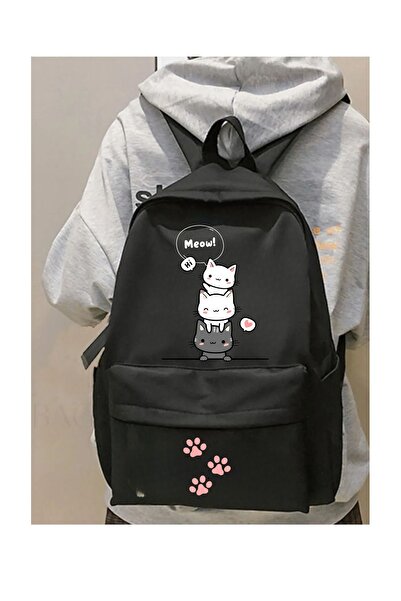 Gofeel Rucsac de școală, de cursuri sau pentru birou, cu imprimeu cu pisici d...