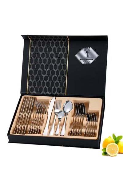 Generic 24-Piece Stainless Steel Quality Flatware With Knives, Forks, And Spo...