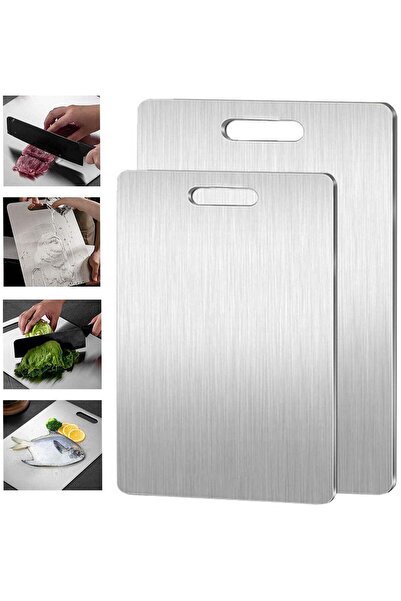Generic 2Pcs Titanium Cutting Board,Titanium Cutting Boards for Kitchen,304 S...