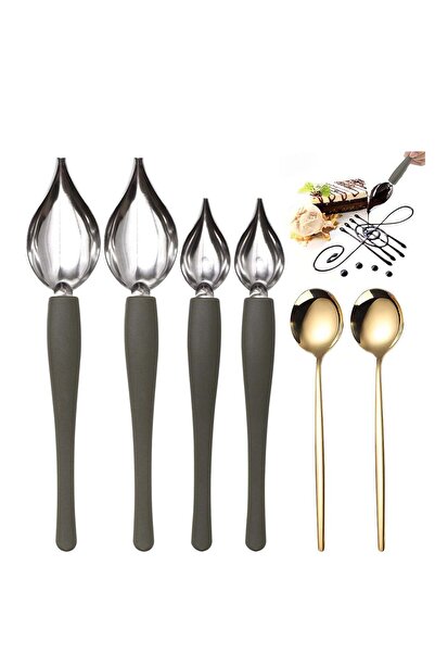 Generic 6-Piece Plated Decorating Spoon Set for Cakes and Plates, Ideal for D...