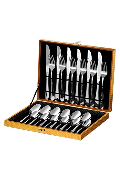 Generic 24 Pcs Stainless Steel Cutlery Spoon Fork and Knives Luxury Set Silver