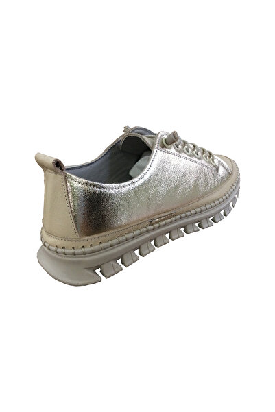 OrtopedikAL 2010 Womenly Style Beige-Gold Women's Casual Shoes 100% Genuine Leather