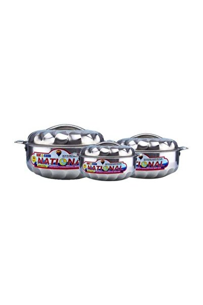 Generic National 3-Piece Stainless Steel Hot Pot With Lid Set Silver