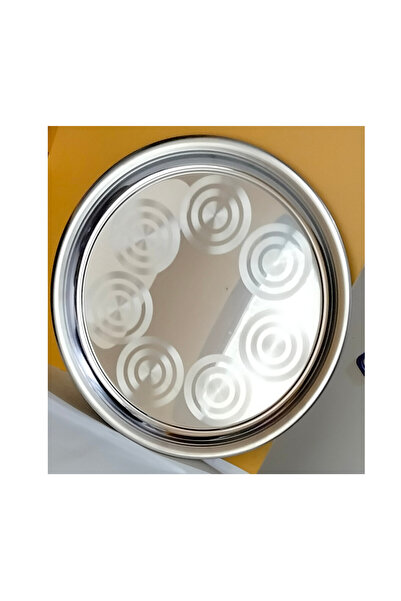 abnturk 40 Cm Paslanmaz Çelik Sini Model Halka Desenli Çelik Sini