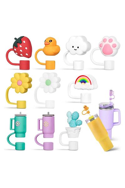 Generic 10pcs Straw Cover Cap for Stanley Cup 30&40 Oz, Tumbler Shape Straw Lids Silicone Straw Topper Stra