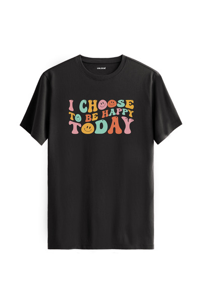 Colermi تي شيرت Happy Today مكتوب عليه تحفيز