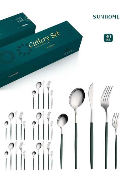 Generic SUNHOME 30-Piece Stainless Steel Cutlery Set Kitchen Utensil Set West...