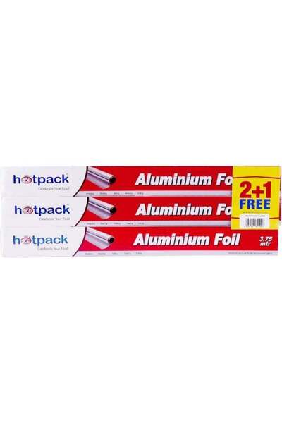Generic Hotpack Aluminium Foil 45cm X 3.75 Metre 11 Micron 2+1 Free Offer Pack