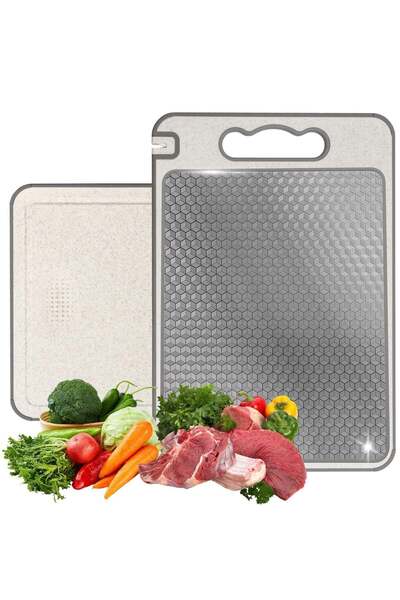 Generic Stainless Steel Cutting Board, Double Sided Chopping Board for Kitche...