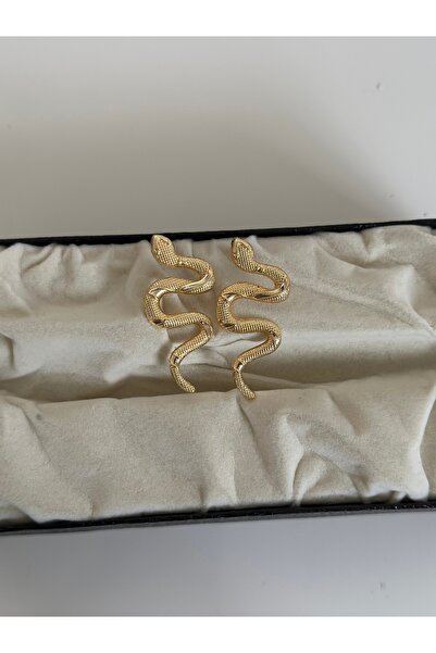 MİOSA 14K Altın Kaplama Yılan Küpe
