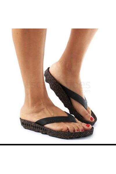 Asportuguesas Feel Natural Rubber Strape Black Cork Sole Slippers