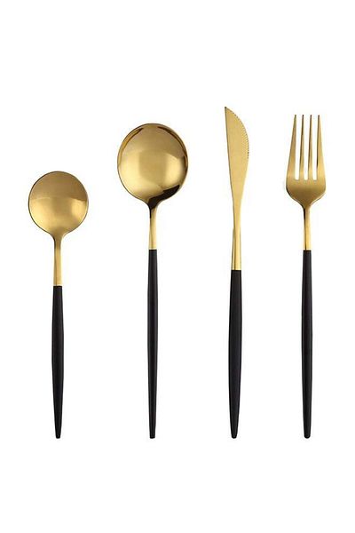 Generic Sunhome 4 Piece Stainless Steel Cutlery Set Black/Gold