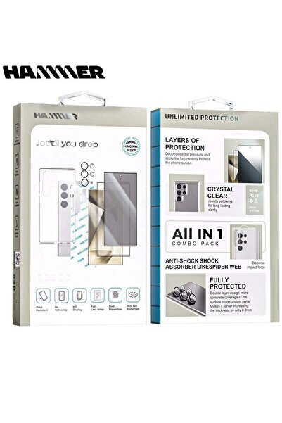 Hammer بكج همر متكامل سامسونج S24 Ultra حافظة كريستال نحيفة 2 حماية أمامية شف...