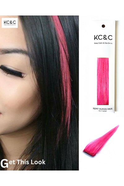 keep calm Pink Highlights Clip-in Extensions Real Human Hair