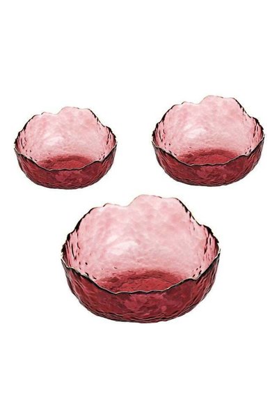 Generic 3-Piece Fruit Salad Glass Bowl Purple 24x24x11cm