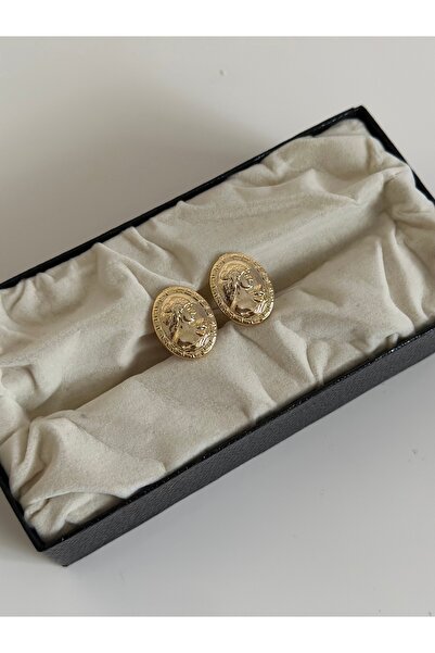 MİOSA 14K Altın Kaplama Elizabeth Madalyon Küpe