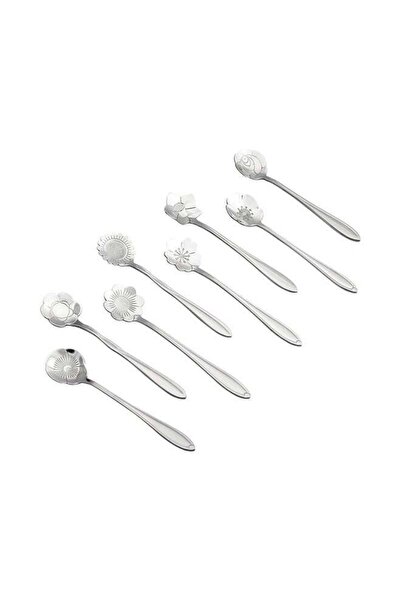 Generic 8-Piece Creative Flower Spoons Set Silver