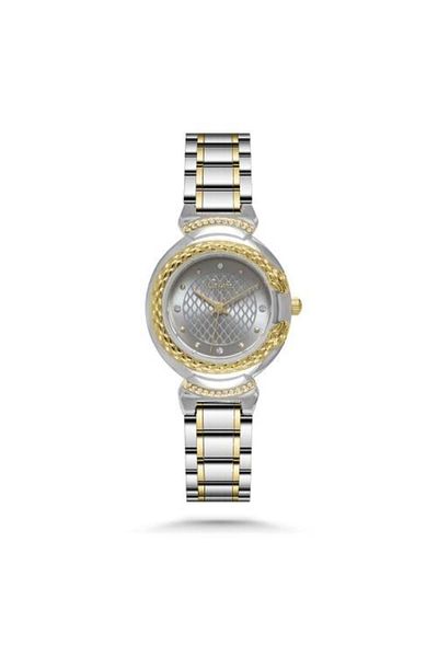 catera Women's Silver and Gold Steel Watch with Grey Dial