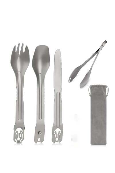 Generic Portable Travel Silverware Set, 5-in-1 Camping Utensils, Detachable C...