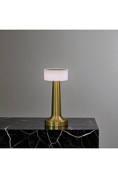 Kuzey Tacı Silindirik Başlıklı Şarjlı Metal Masa Lambası – Dokunmatik LED Işıklı Vip