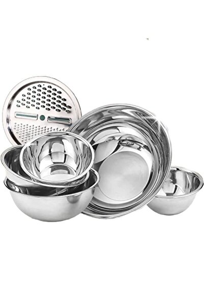 Generic 6-Piece Stainless Steel Bowl Set includes 5 X Salad Bowl 1 X Grater P...