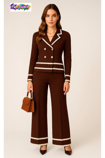 semela New Season Gold Button Crop Knitwear Set Y