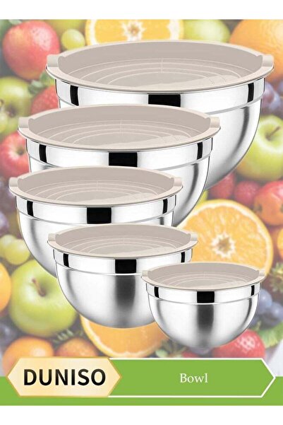 Generic 5 Pcs Stainless Steel Mixing Bowls with lid, nested salad bowl, seale...