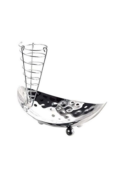 Generic Hammered Bread Bowl With Rack Silver 28.5cm