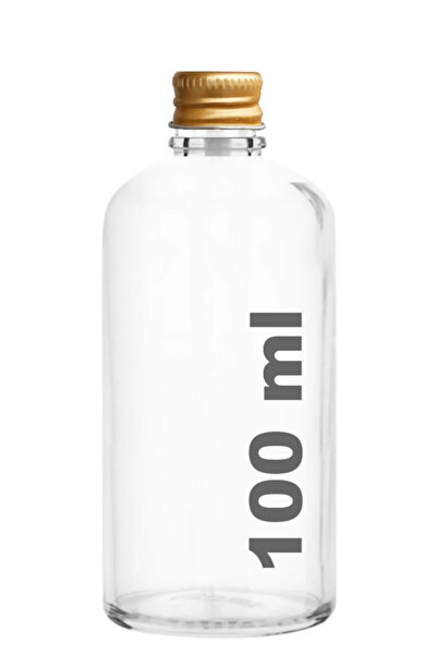 makrobay 100ml Altın Metal Kapaklı Çok Amaçlı Cam Şişesi - 10 Adet Huni Hediye