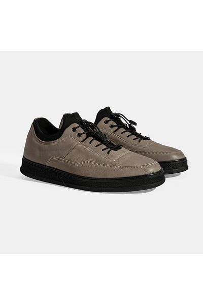 Desa Men's Gray Lace-Up Nubuck Leather Casual Shoes