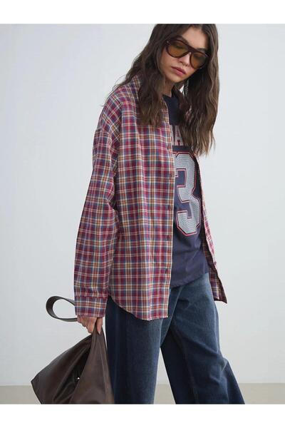 LC Waikiki Καρό Oversize γυναικείο πουκάμισο ξυλοκόπος (W5)