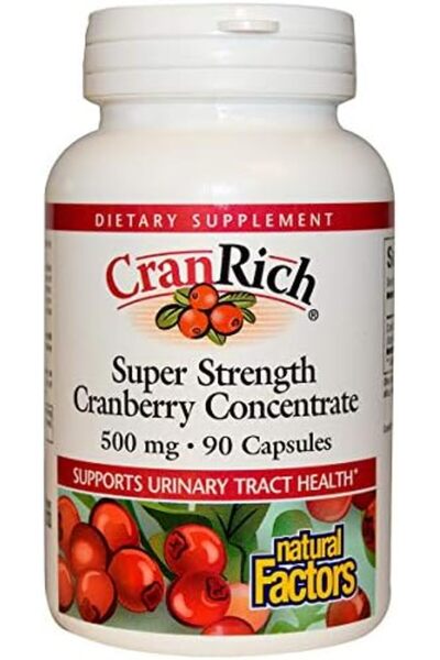 Natural Factors مركز التوت البري كرانريتش فائق القوة من ناتشورال فاكتورز - 90 كبسولة