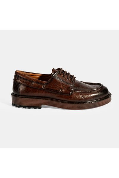 Desa Men's Brown Laced Leather Casual Shoes