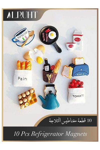 Generic 10-Piece Fridge Magnets Set, 3D Resin Magnet Refrigerator Stickers, Lovely Creative Food Shaped Mag