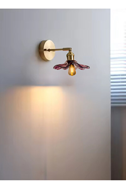 burenze Modern Tasarım Vintage Classic El Yapımı Lila Camlı Aplik Elektrikle Çalışır