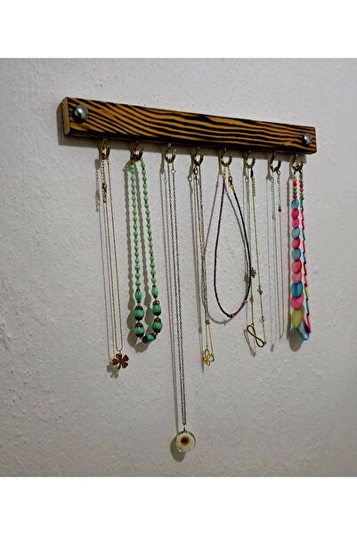 Taata Dizayn 8 Kanca Duvara Monte Takı Kolye Bileklik Askısı Ahşap Dekoratif