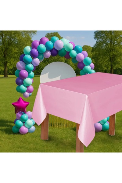 POGİ PEMBE RENK KULLAN AT 120X180 DÜZ RENK TEK KULLANIMLIK PLASTİK MASA ÖRTÜSÜ
