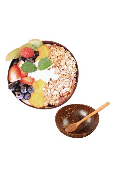 Generic 1 Set with Spoon Handcrafted Natural Coconut Bowl for Eco-Friendly Di...