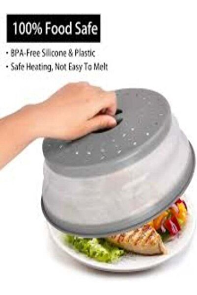 Generic Collapsible Microwave Splatter Cover â€“ 10.5" BPA-Free Silicone & Plastic Food Lid, Vented & Dishw
