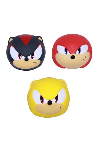 JUST TOYS Set 3 jucarii squish Sonic colection, Shadow Knuckles Supersonic, 6cm