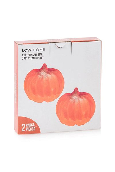 LC Waikiki Lcw Pumpkin Figured Glass Bowl Set of 2 (W5)