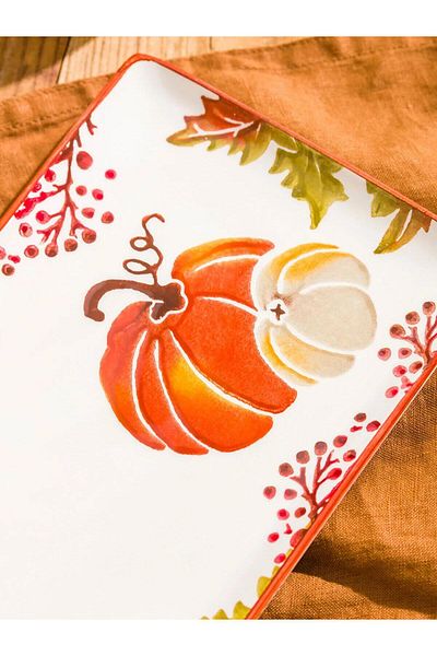LC Waikiki Lcw Pumpkin Printed Ceramic Serving Plate 28 cm (W5)