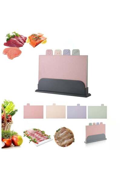 Generic Cutting Boards Set for Kitchen,Colour Coded Wheat Straw Cutting Board...