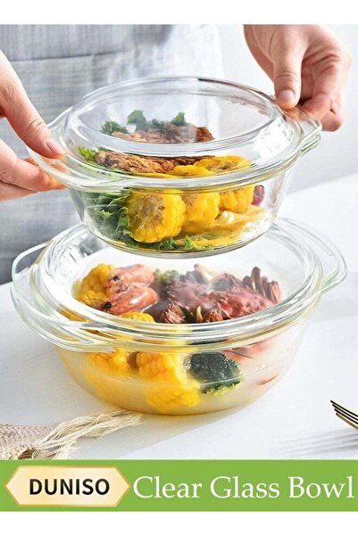 Generic 2Pcs Clear Glass Bowl With Lid, Thickened High Boron Glass Pot, Multi...