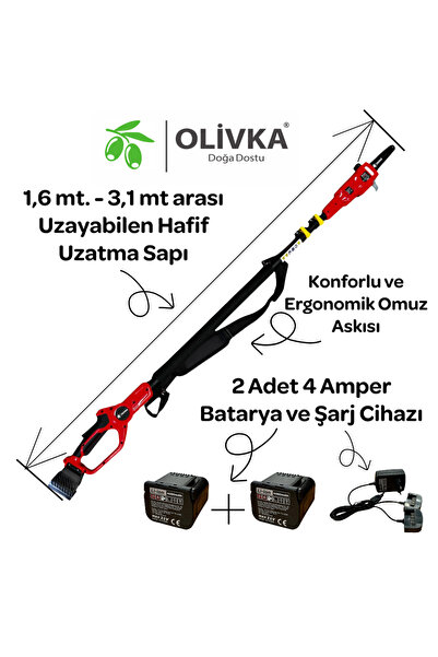 OLİVKA AE100 Akülü YÜksek Dal Budama Testeresi 3,1 mt.